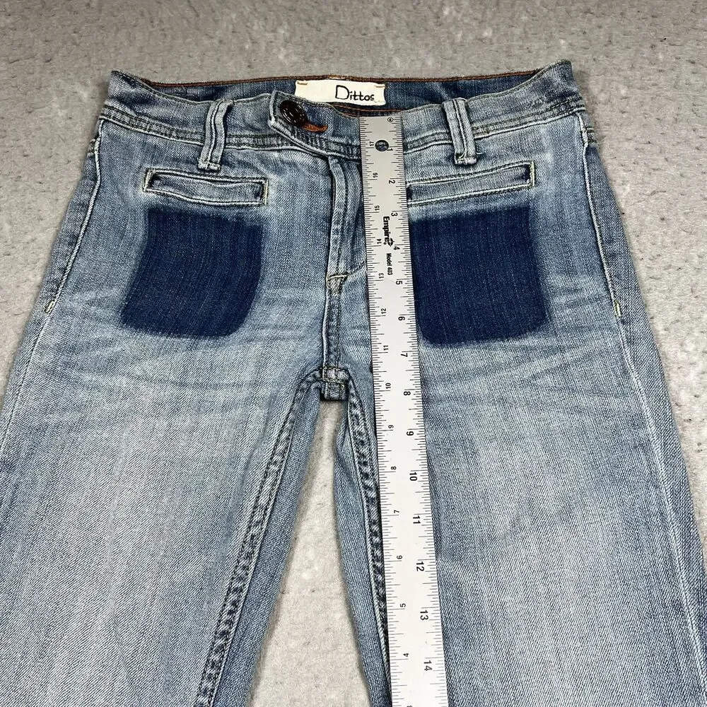 Vintage Dittos Women's Size 25 Flare Mid Rise Medium Wash Stretch Jeans Denim - Picture 5 of 13